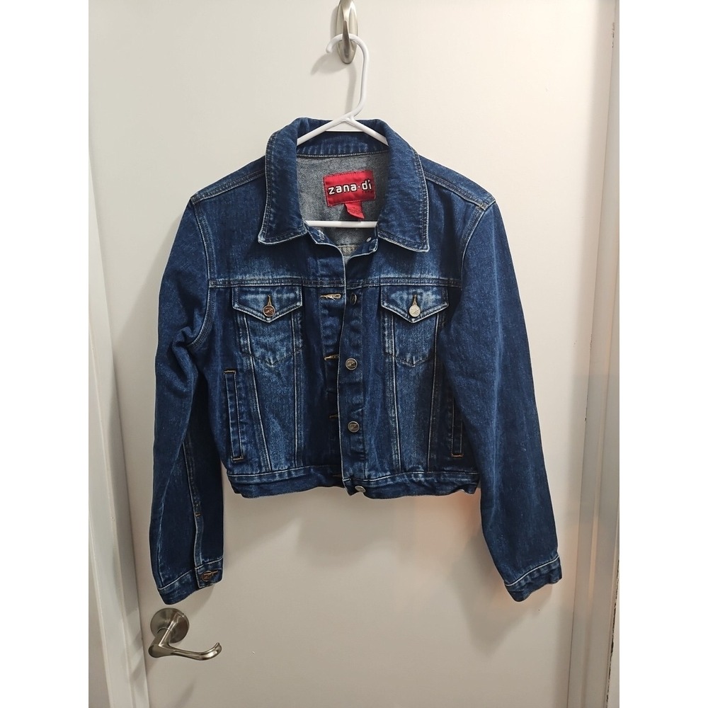 Zana Di Womens Jacket Size M Blue Denim‎ Long Sleeve Metal Button Up Collared